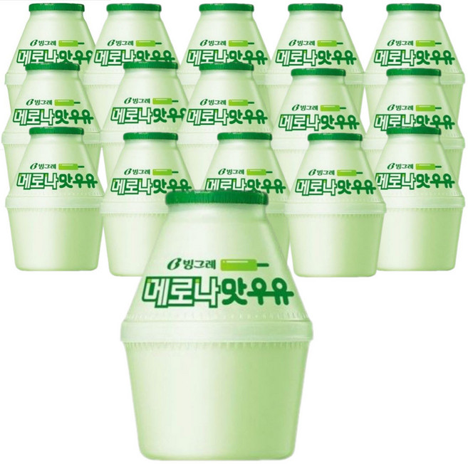 빙그레 메로나맛우유 240ml, 바나나우유, 16개