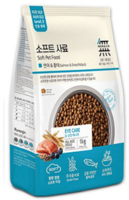 무마진 강아지 소프트사료 3kg (1kg x 3) 소고기와 황태 연어와 황태 오리고기와 황태 골고루 1개씩, 연어, 1kg, 3개