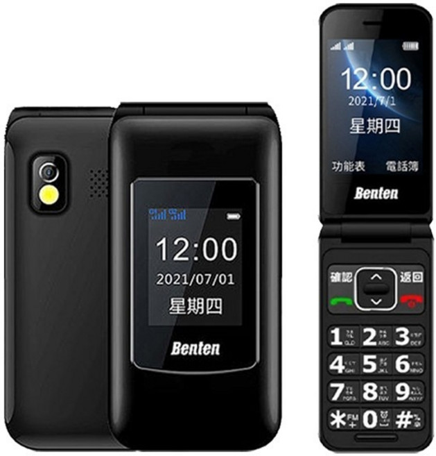 奔騰 BENTEN F60 4G VOLTE 摺疊式老人手機 附原廠座充, 黑色,手機單配(含電池*1), 黑色, 手機單配(含電池*1)