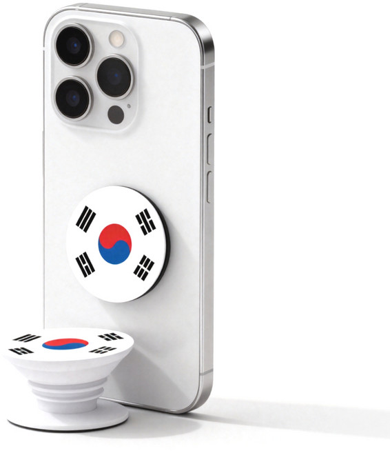 헬스와미 고급 태극기 스마트폰 거치대 입체 국기 휴대폰 악세사리, 2개, 화이트