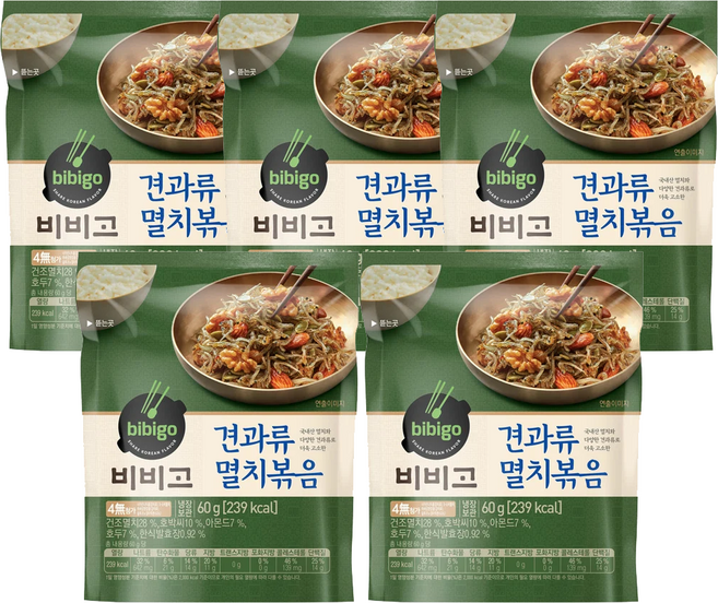 CJ 비비고 견과류멸치볶음, 60g, 5개