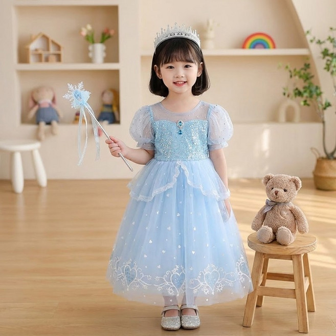 모모토리 유아 여아 어린이 아동 반짝 노블 겨울왕국 엘사 공주드레스 생일 할로윈 크리스마스