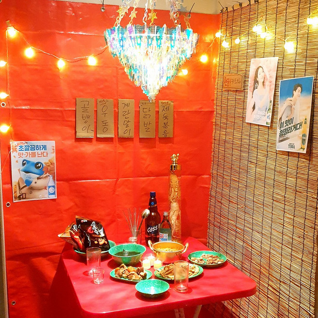 포장마차 천막 감성주점 테라스 홈포차 실내포차 좁은베란다 술집 포장마차 펌 실내 인테리어, 4-1앵두조명