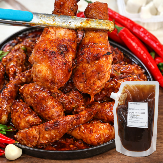 지코바스타일 숯불바베큐 양념치킨 닭강정 소떡소떡 소스 순한맛 1kg, 10개