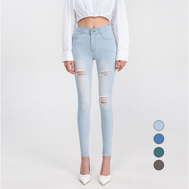 엘블로썸 여름 여성용 스판 스키니