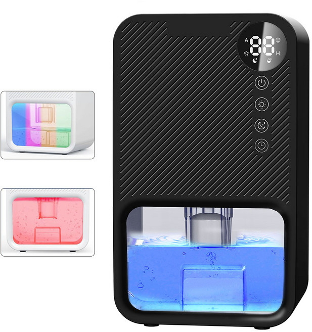 Garrl 스마트 가정용 제습기 원룸형 소형 욕실 흡습기 건조 침실 드레스룸 습기제거 흡습기실 저소음 1.1L대용량 무드등, 블랙