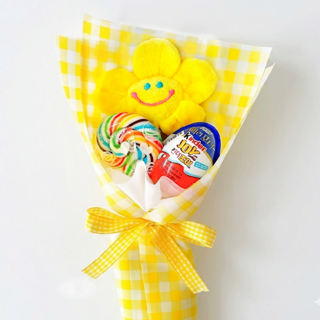 래프유 킨더조이 사탕 인형 꽃다발 1p, 노랑