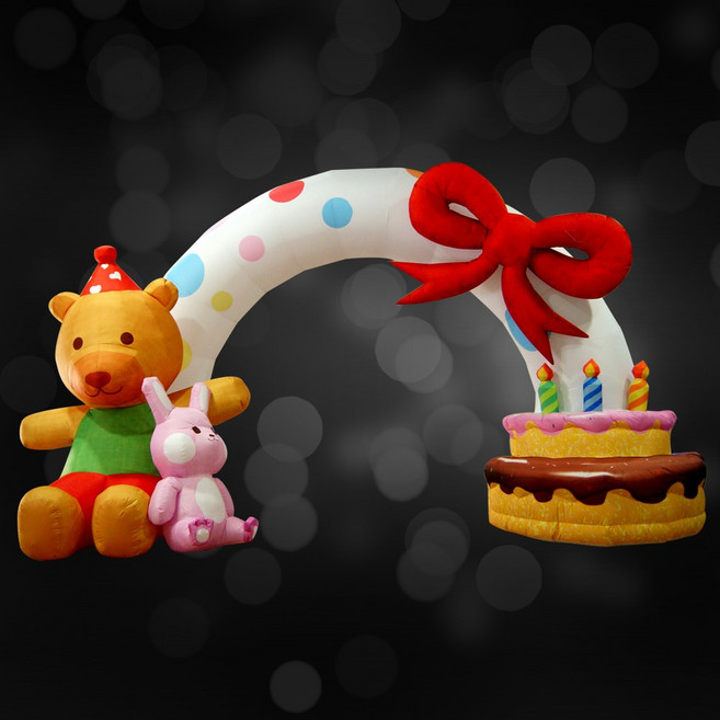 [국내제작 높이 3미터] 곰돌이 리본 에어아치 행사 생일파티 파티장식 풍선아치, 조명없음, 1개