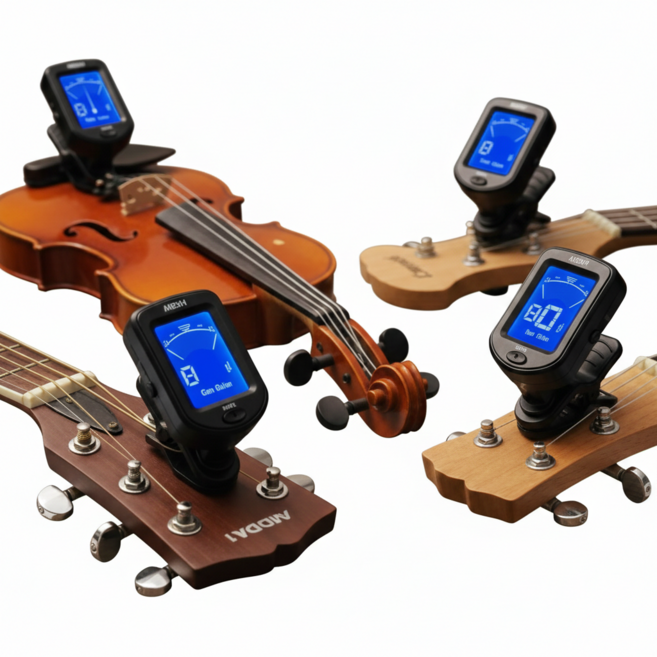 AKDA1 고정밀 클립형 튜너 기타 우쿨렐레 바이올린 조율기, 1개