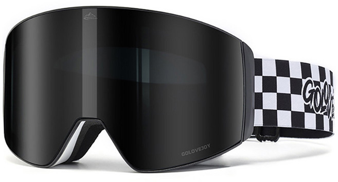 SMT 超廣角磁吸滑雪鏡 可戴眼鏡 REVO鍍膜 防霧高清晰抗UV, 子夜黑