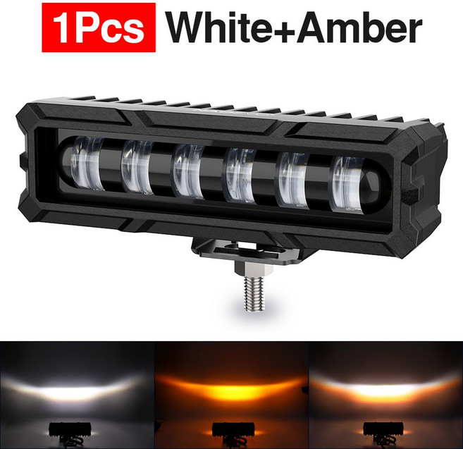 NAOEVO 60W 7D 6 인치 LED 라이트 바 4X4 오프로드 스포트라이트 울트라 HD 작업 램프 12V 24V 오토바이 ATV 트럭 러닝, 6)1pc Dual 색상, 1개