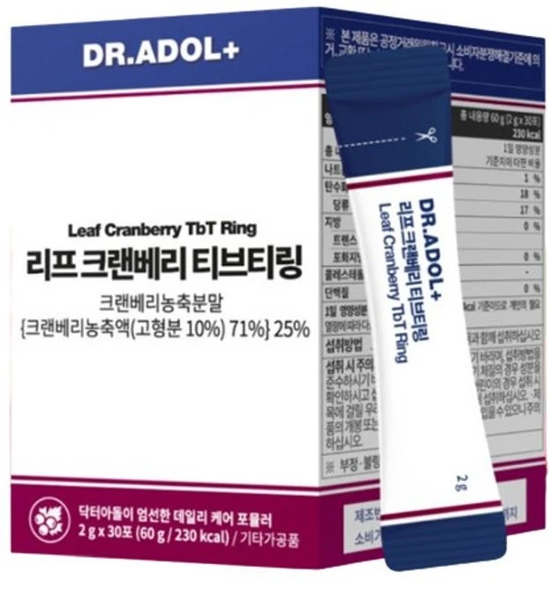 닥터아돌 리프 크랜베리 I 닥터아돌 영양제 I 미국산 크렌베리 CRANBERRY 남자 여자 선물, 1개, 30회분 - 쿠팡