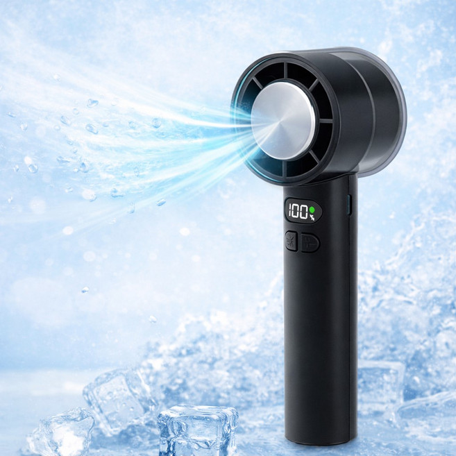 에어라벨 급속 냉각 에어컨 무선 휴대용 선풍기 저소음, 딥블랙, FS-09