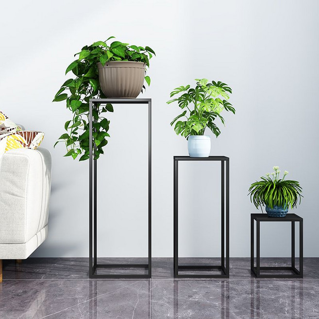 철제오브제 테이블 화분 받침대 사각 선반 전시다이 장식, 2. 블랙 26x60cm