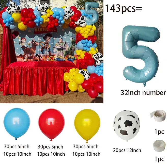 쿠쿠스토어 143개 토이 스토리 생일 테마 파티 풍선 가랜드 아치 키트 버즈 라이트이어 어린이 장식 장난감, 01 as picture, 01 대리석