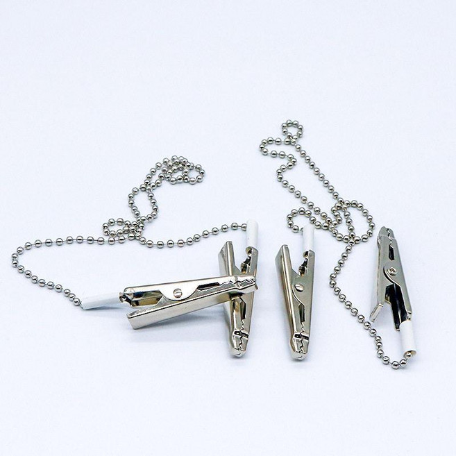 스프링 치과용 턱받이클립 재료 실리콘 클립 집게 노인 식사 머플러클립 하늘색 넥 신축성, 1개, 철제 체인 스카프 클립