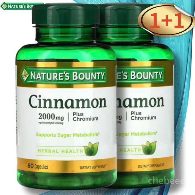 네이쳐스바운티 시나몬 계피 플러스 크롬 크로뮴 60캡슐 2병 Cinnamon, 60정 - 쿠팡