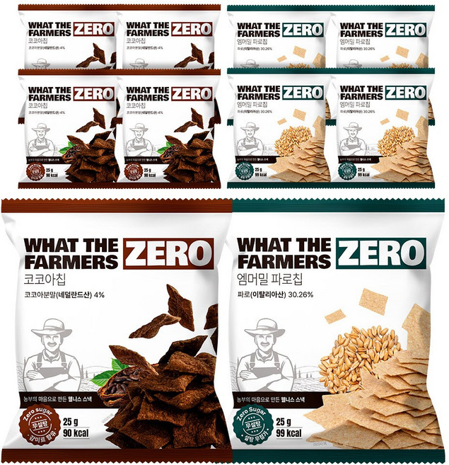 왓더파머스 다이어트간식 혼합구성 기름제로, 1세트, 파로 5봉+ 코코아칩 5봉