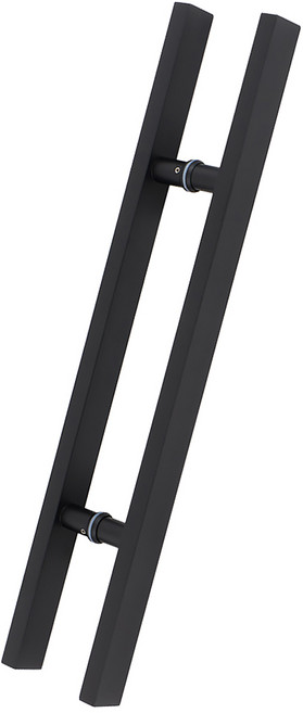 철물이네 강화도어 손잡이 340mm 스텐 사각 H자, 블랙