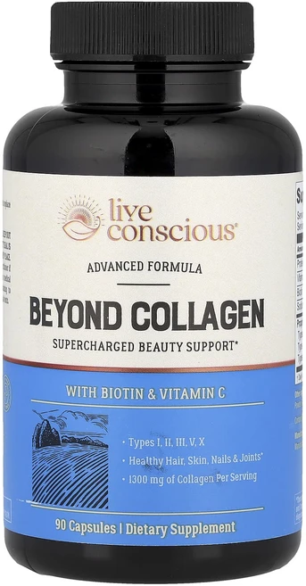 Live Conscious Beyond Collagen 비오틴 및 비타민C 함유 캡슐 90정, LiveConsciousBeyondCollagen비오틴, 1개 - 쿠팡
