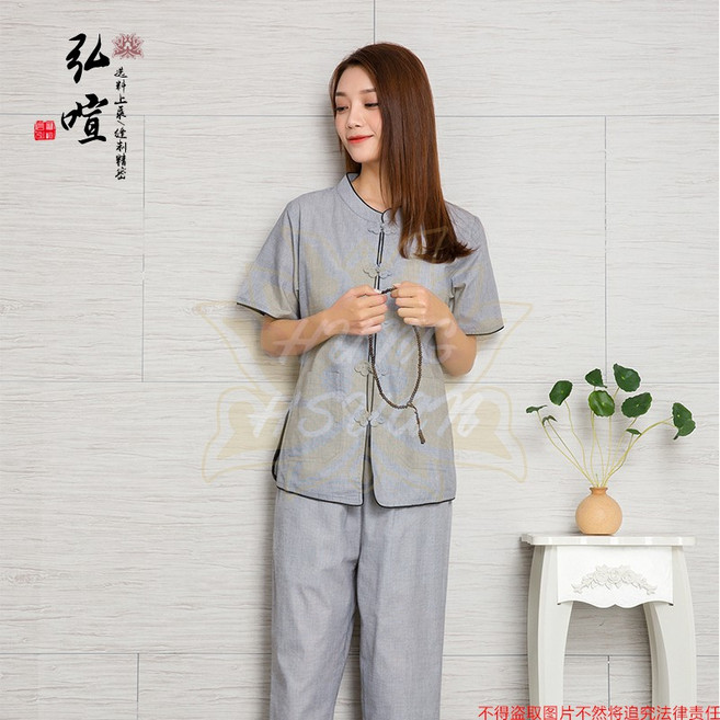 弘喧 居士服 禪修服 女套裝 中國風 短袖 夏季