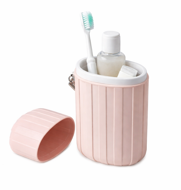 휴대용 칫솔 케이스 캡슐형 여행용 양치통 보관함, 핑크, 1개