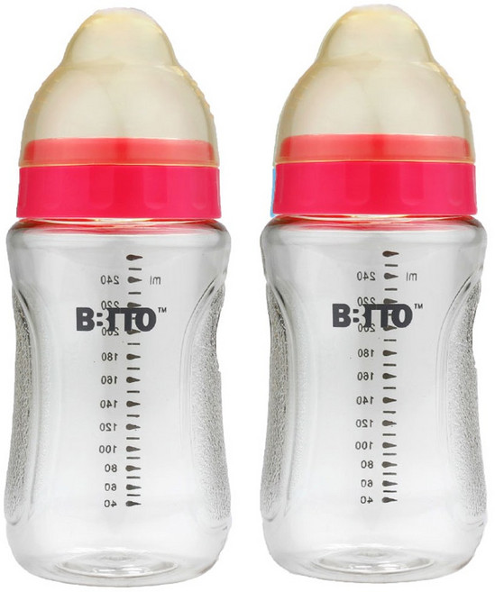 비비또 PES 젖병 260ml 노꼭지 (빨대컵 사용 가능 손잡이 포함), 레드(노꼭지), 2개