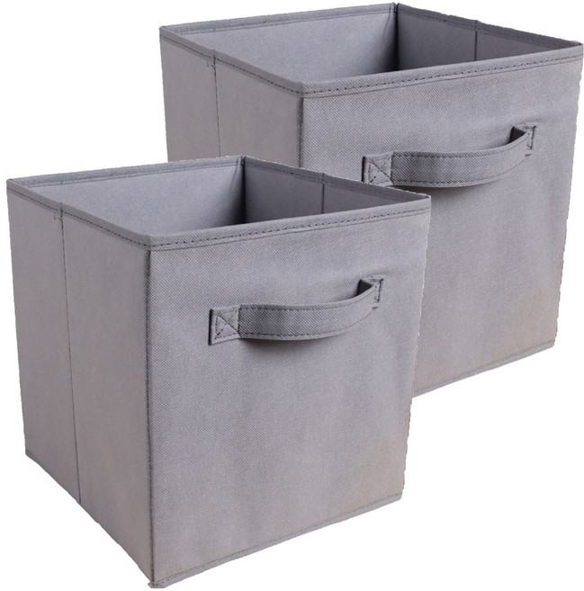 푸르른 접이식 부직포 수납박스, 라이트그레이, 2개