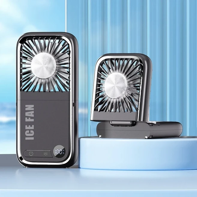 2025 새로운 휴대용 초박형 목 소형 팬 USB 충전 반도체 냉동 무한 아이싱, 02 Upgrades black