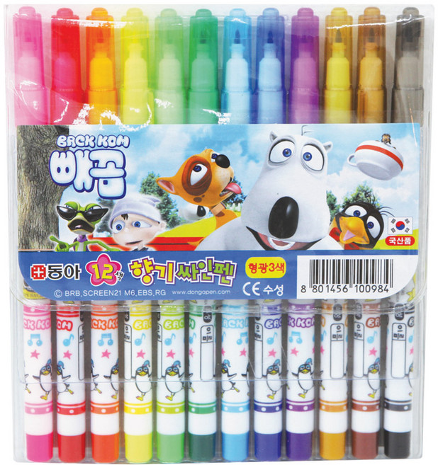동아(문구) 동아 캐릭터 싸인펜 빼꼼 사인펜 (12색)