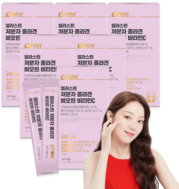 자연의품격 엘라스틴 저분자 콜라겐 펩타이드 비오틴 비타민C 분말스틱, 45g, 6개