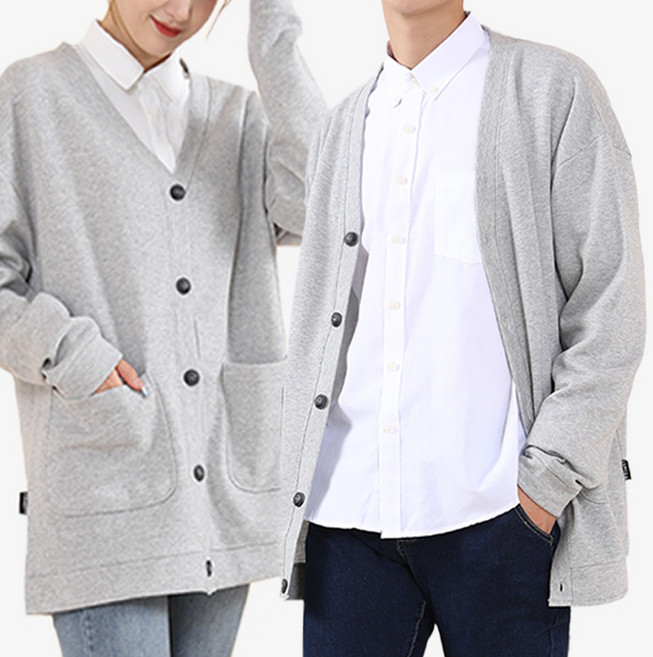 턴키 남여공용 빅사이즈 오버핏 박스 면 기모 가디건 AE-075