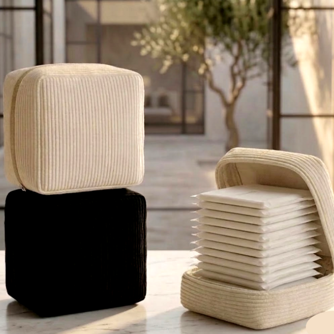 윌카 자주 사용하는 코듀로이 미니 생리대 파우치 휴대용 위생용품 화장품 정리