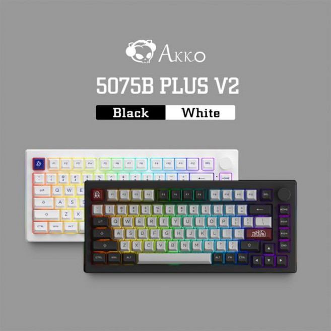 Akko-5075B Plus V2 75% 핫 스왑 가능 멀티 모드 RGB 기계식 게임용 키보드 2.4GHz 무선 USB c타입 블루투스 5.0