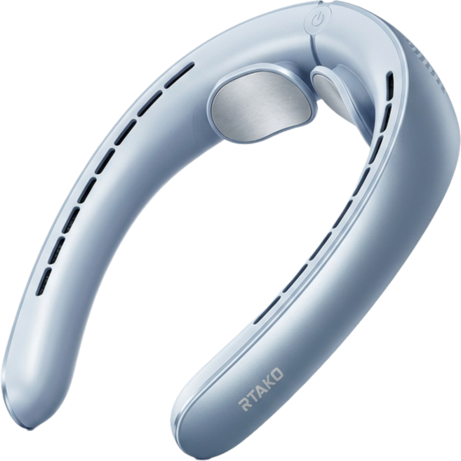 PYHO 급속냉각 무선 BLDC 넥밴드 선풍기 대용량 배터리 캠핑용 5200mAh, 푸른색, BP939