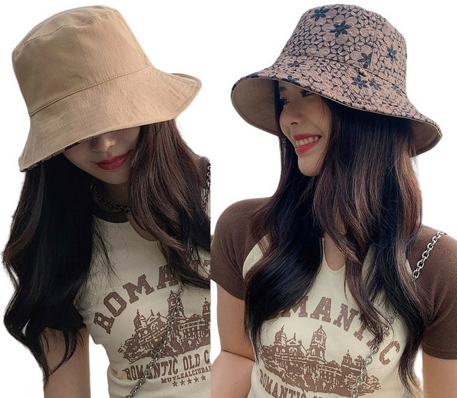라별 양면 코튼 버킷햇 벙거지 모자 휴양지 바캉스 여행 비치