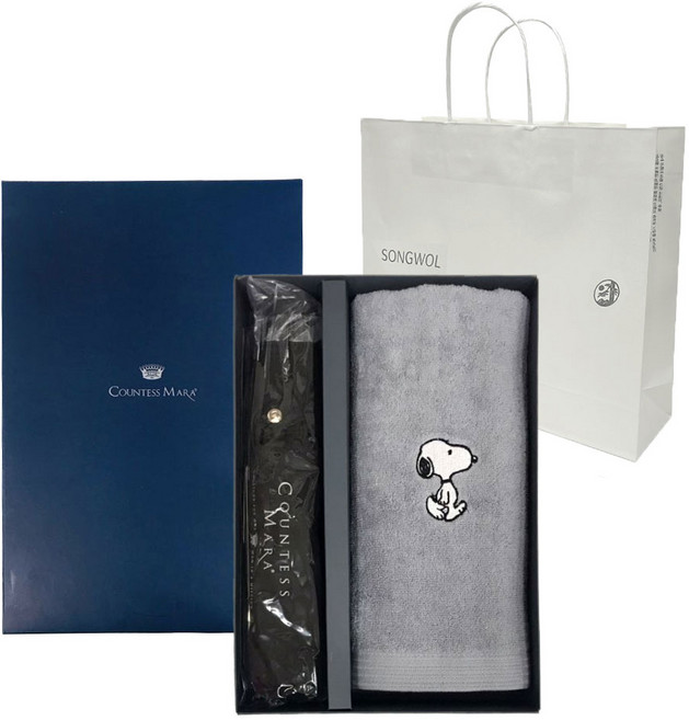 송월타올 스누피리버 3단폰지 튼튼한 우산 첫돌 결혼 답례품 2p