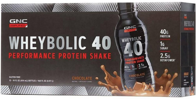 지엔씨 웨이볼릭 40 식사 대용 쉐이크 초콜릿맛 GNC AMP Wheybolic, 12개, 414ml