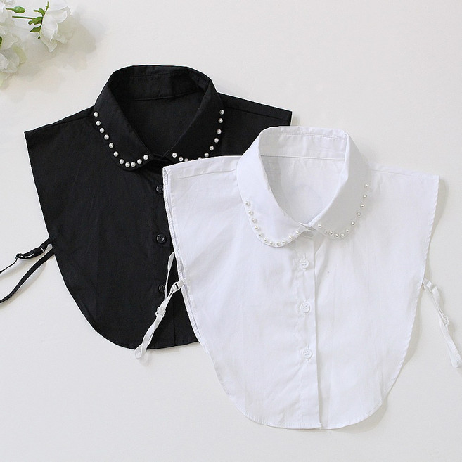 코코드림 YHM22116 진주라인 라운드넥 페이크 레이어드 블라우스 셔츠 카라 2P 세트