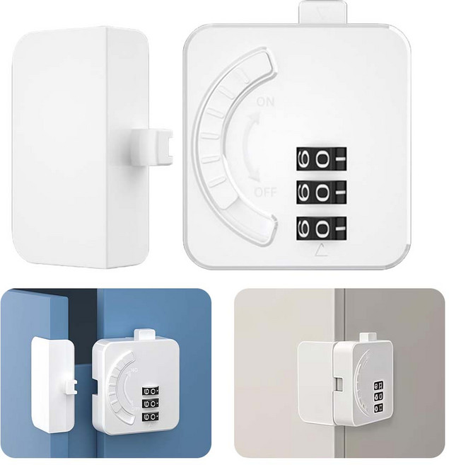 루베이 내구성 무타공 유아안전 잠금장치 이중 보호 시스템 비밀번호 리셋 가능 서랍/냉장고/수납장/창문, A 직각 비밀번호 잠금장치, 1개