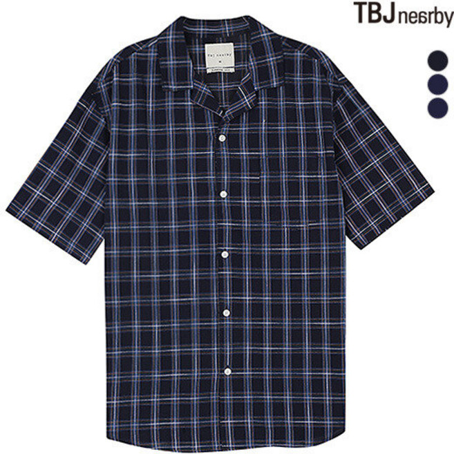 티비제이 남성 5부 체크 셔츠 SET-UP T182SH370P