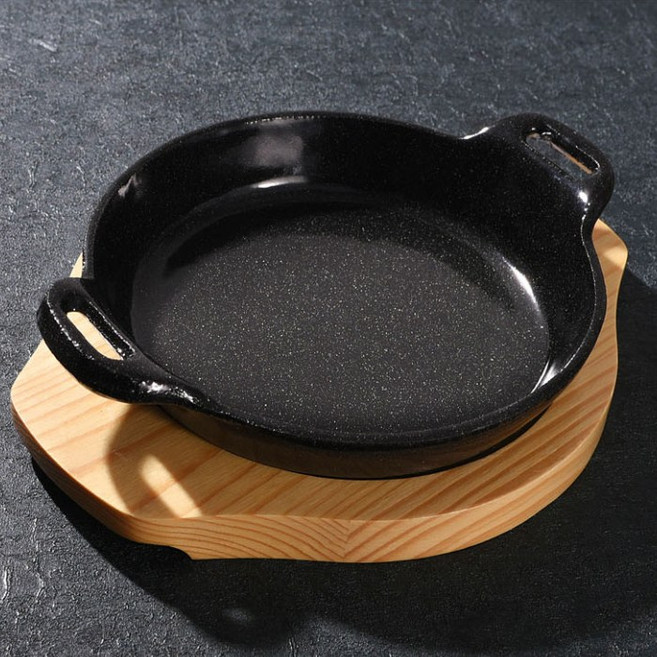 무쇠 주물팬 양손 원형 스테이크 중, 23cm