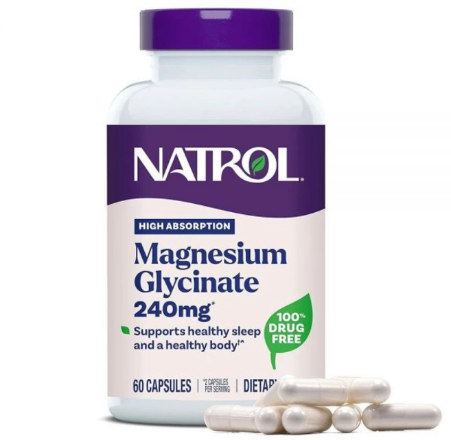 나트롤 Natrol 마그네슘 글리시네이트 보충제 240mg - 높은 흡수력 수면을 위한 진정 60캡슐 30일 분량, 1개 - 쿠팡