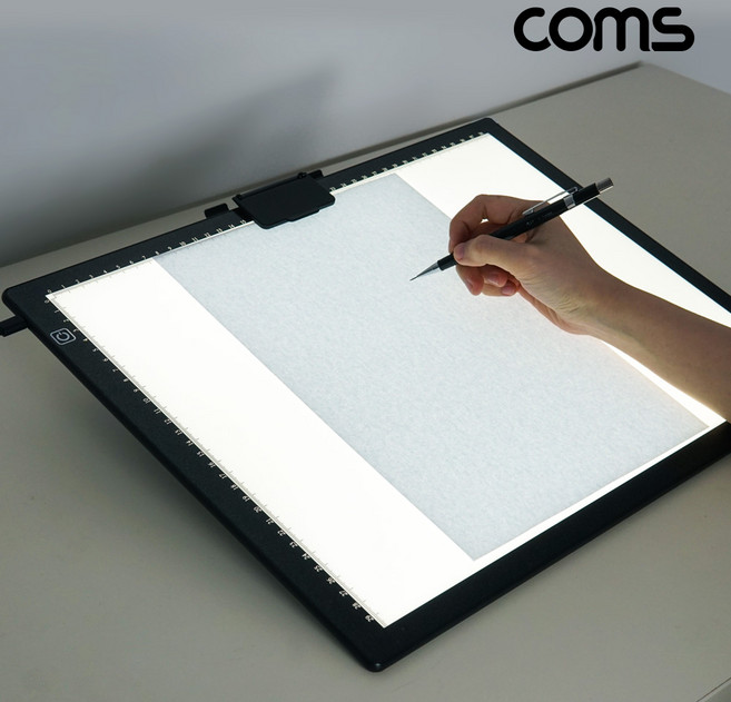 Coms JA313 C타입전원 A3 사이즈 LED 형광 보드판 6단계빛조절 LED 드로잉박스 라이트패드