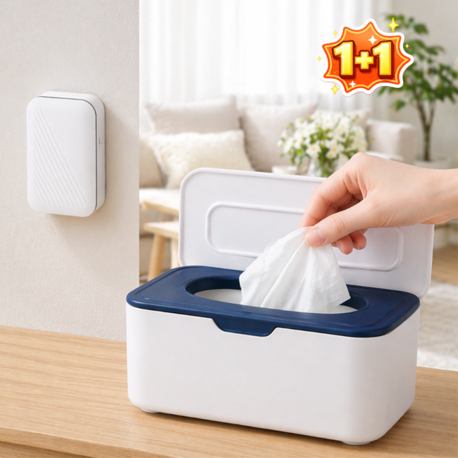 MIRRA 밀폐 방수 다용도 티슈 케이스 욕실 벽걸이 가능 물티슈 마스크 수납함 1+1, 화이브-블루, 2개