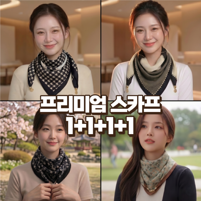 MODEX7 프리미엄 자석 버클 쁘띠 사각 스카프 럭셔리