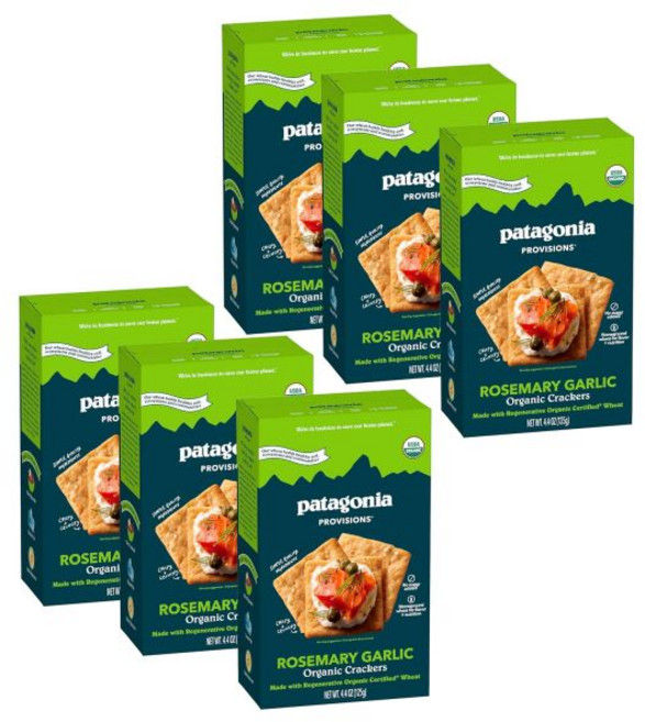 Patagonia Provisions 크래커 비스킷 파타고니아 프로비전스 사워도우 소금 인증 비변형 식물성 무첨가 설탕, 로즈마리 갈릭, 4.4 온스 (6팩)