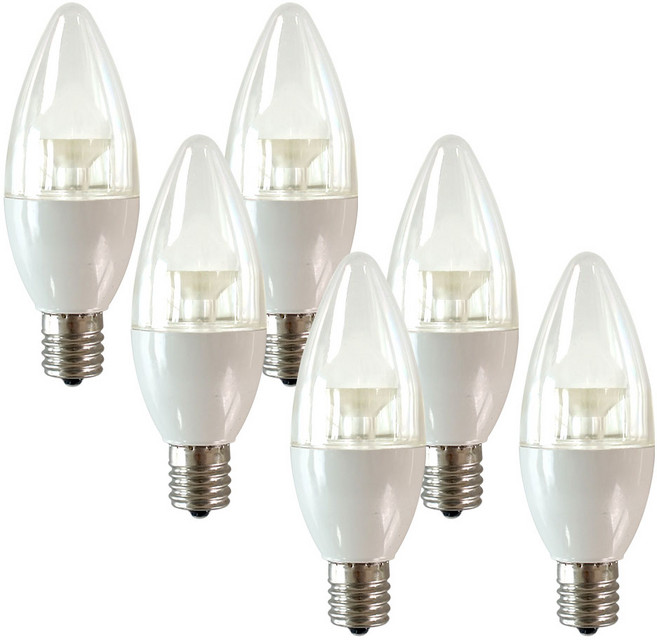 알라딘라이팅 LED 촛대구 E17 중형 전구색(노란빛) 주광색(하얀빛) 인테리어 전구, 6개, 주광색