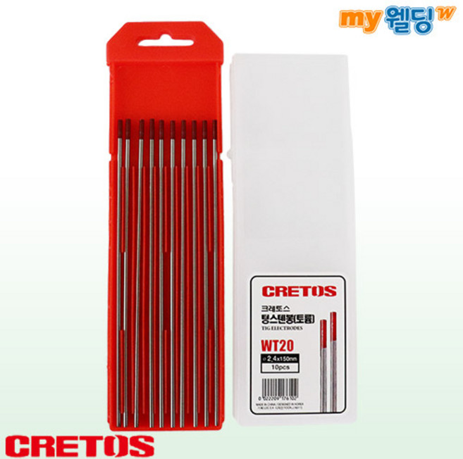 크레토스 텅스텐봉(TIG) WT20 토륨 2.4mm (10개입), 1개