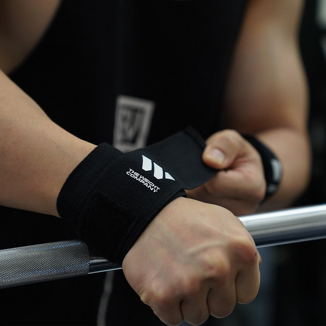 더웨이트컴퍼니 면 손목 붕대 보호대, 블랙, 1세트